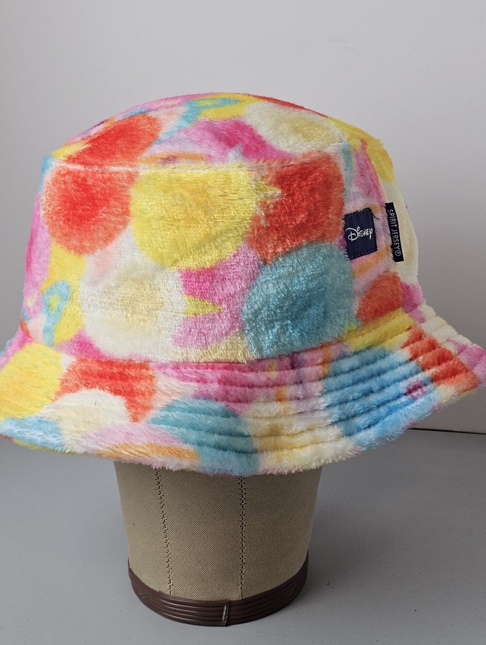 Disney Pixar Fuzzy Bucket Hat by Spirit Jersey OS Multicolor Fuzzy Dot Pattern